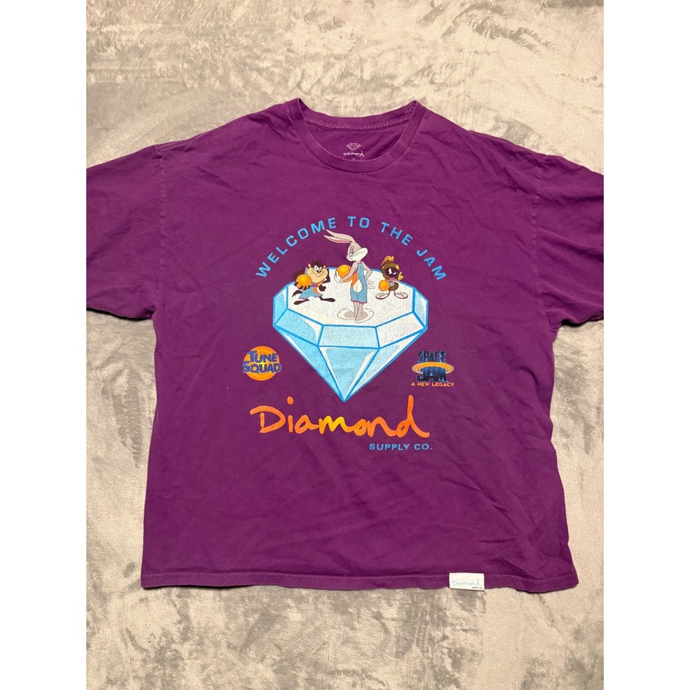 Diamond Supply Co Space Jam T-Shirt Mens 2XL Purple Welcome To The Jam Graphic