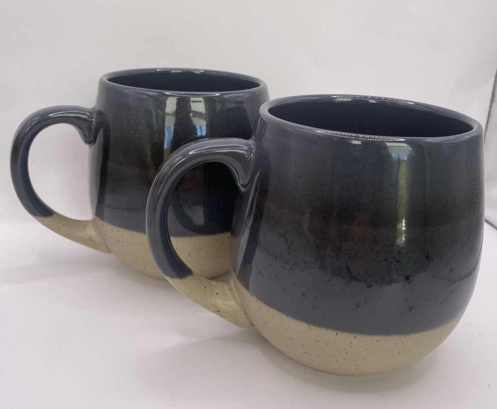 Set Of 2 Prima Design Stoneware Coffee Mugs Two Tone
