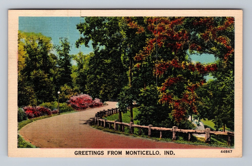 Monticello IN-Indiana Scenic Road Greetings Vintage c1944 Postcard