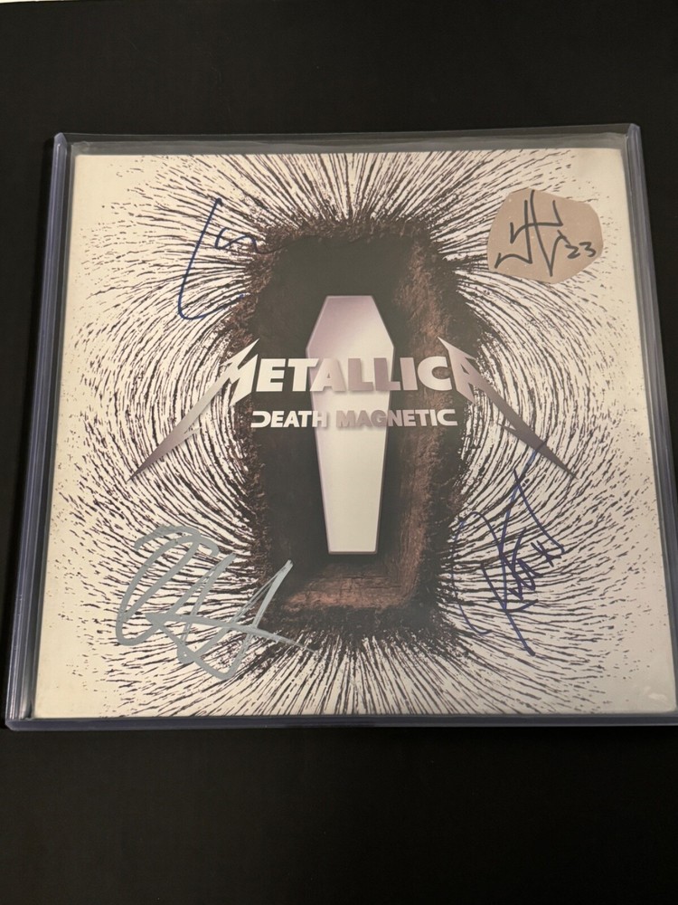 METALLICA SIGNED DEATH MAGNETIC VINYL - CUSTOM - BECKETT - KIRK,LARS, ROB, JAMES