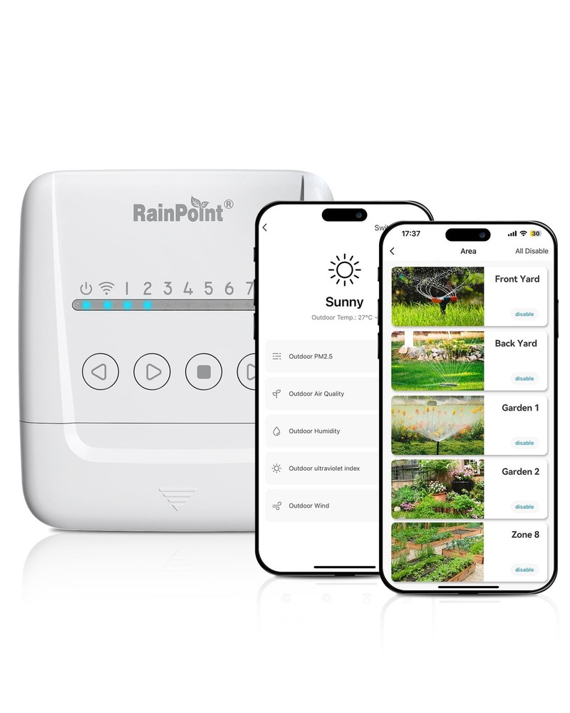 8 Zone Smart WiFi Sprinkler Controller with Local Weather Intelligence