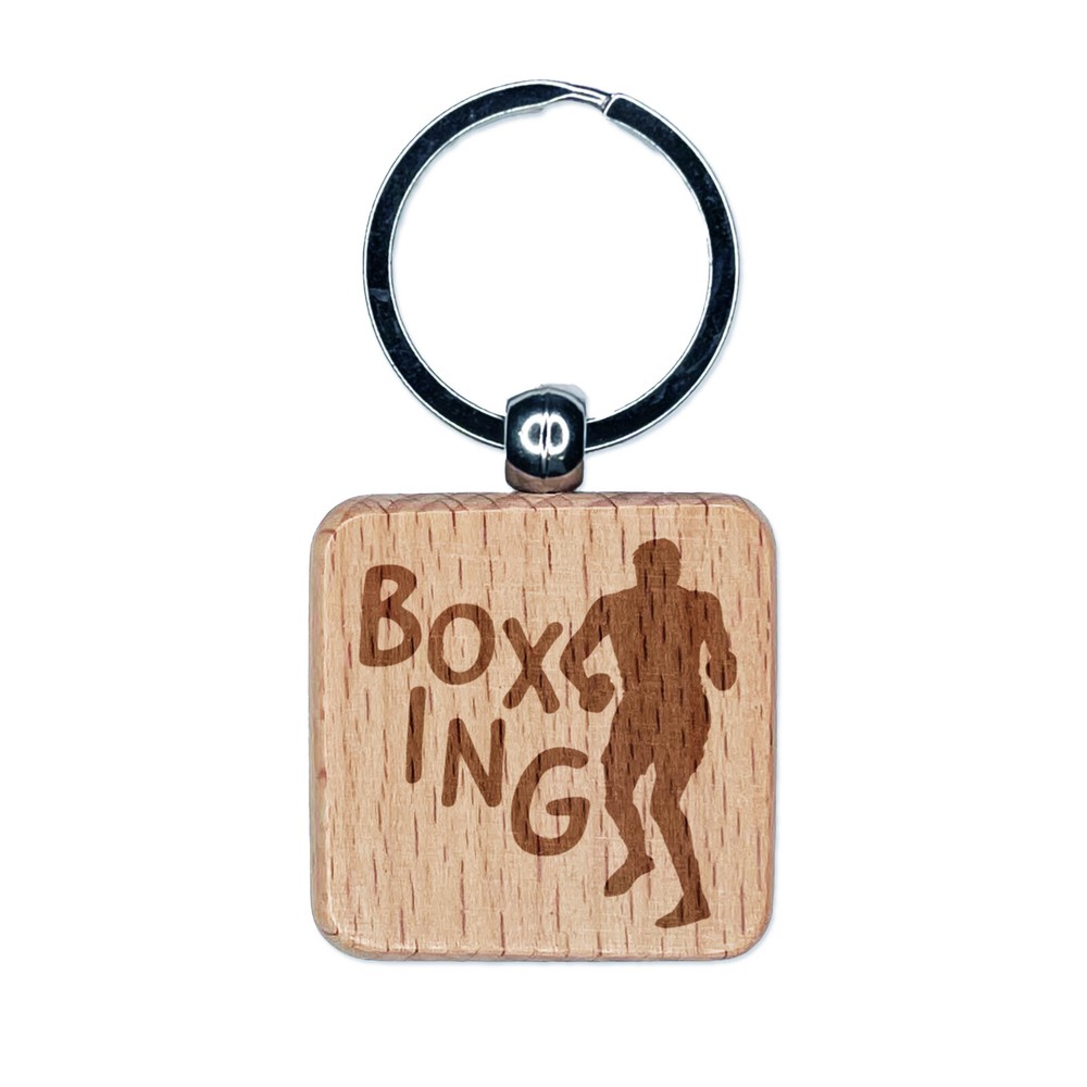 Boxer Boxing Engraved Wooden Keychain Charm Gift for Fighters  