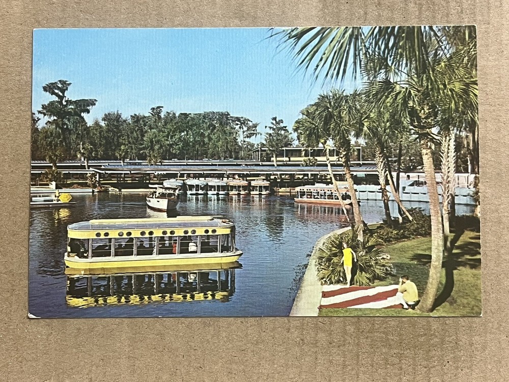 Postcard Silver Springs FL Florida Aquatorium Boat Docks Vintage PC