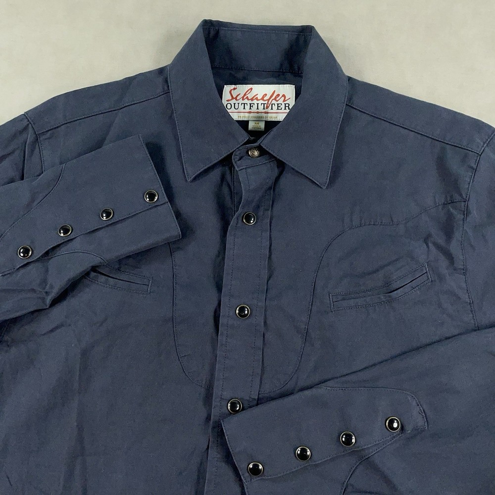 Schaefer Outfitter Shirt Mens Medium Dark Gray Western Pearl Snap
