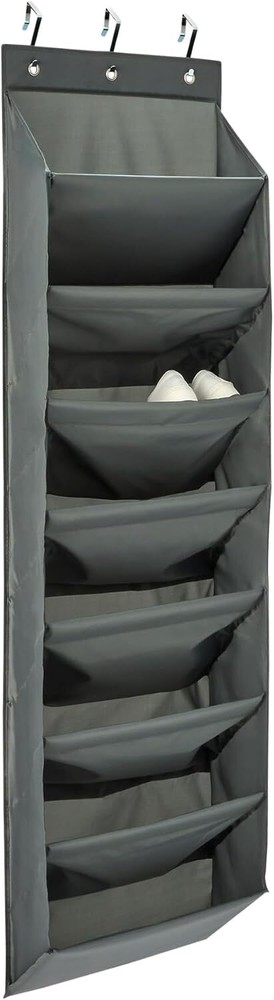8-Tier Over-the-Door Shoe Organizer Large Charcoal Storage