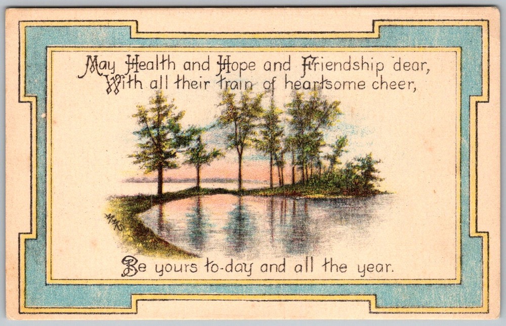 Antique Postcard Friendship Lake Scene 1910s