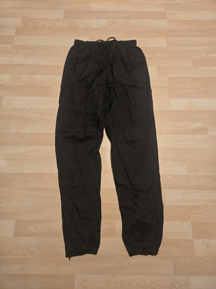 Vintage 90s Nike Windbreaker Track Pants Size M Black Nylon Ankle Zip Swoosh