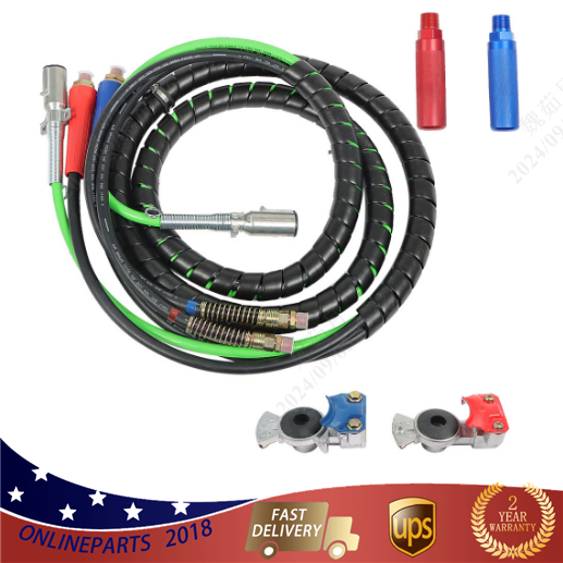 Semi Truck Trailer 15ft 3 in 1 ABS & Air Line Hose Wrap 7 Way Electrical Cable-image