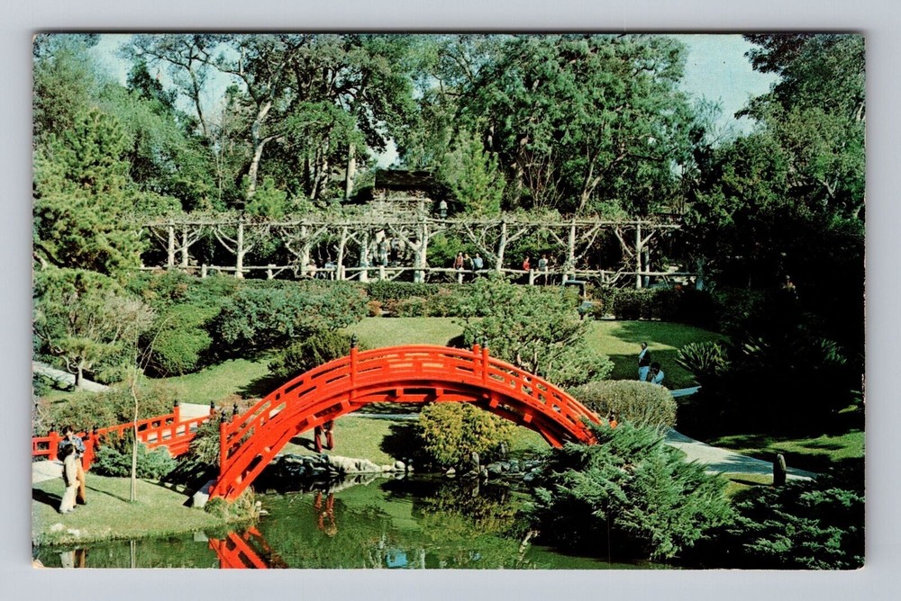 San Marino CA-California Moon Bridge Huntington Library Garden Vintage Postcard