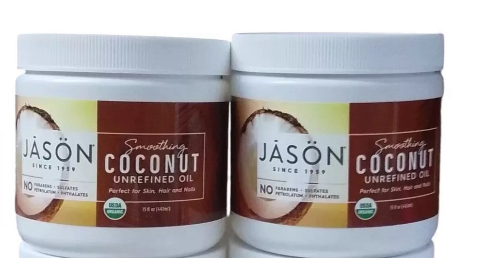 2-Pack JASON Smoothing Coconut Oil for Skin, Hair & Nails – 15 oz Each