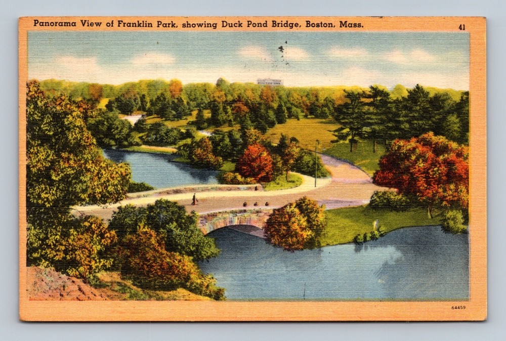 Panorama View of Franklin Park, Duck Pond Bridge, Boston, Massachusetts Postcard