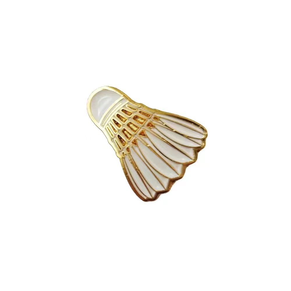 Badminton Shuttlecock Lapel Enamel Pin Gold Tone Sport Badge Brooch High Quality