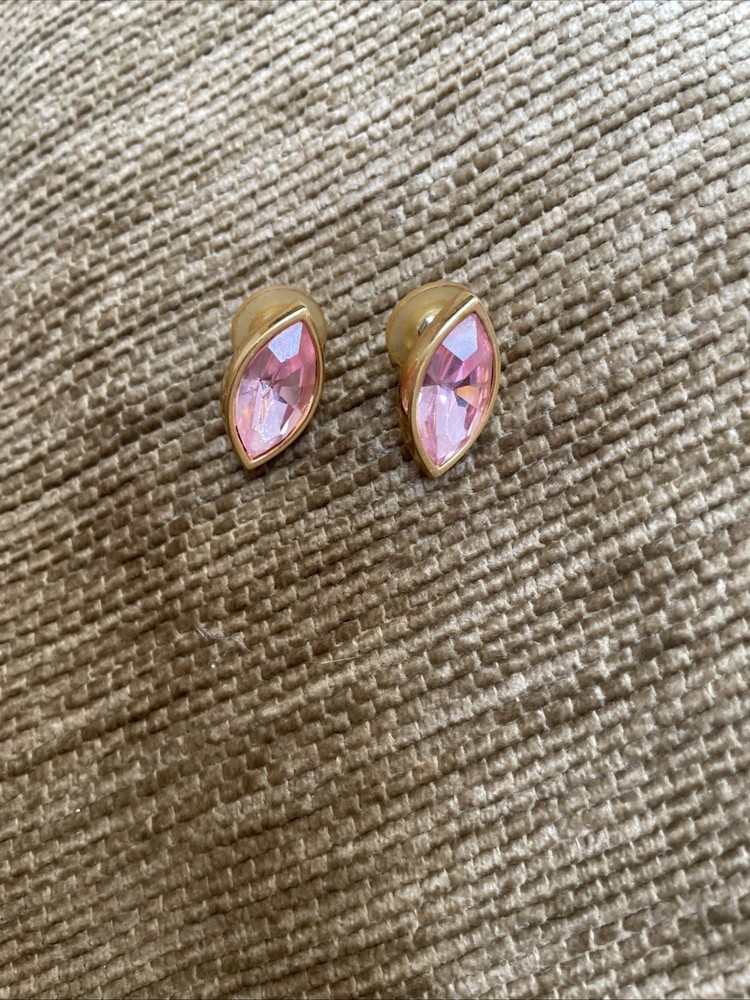 Vintage Swarovski Signed SAL light Pink Crystal  Post Earrings