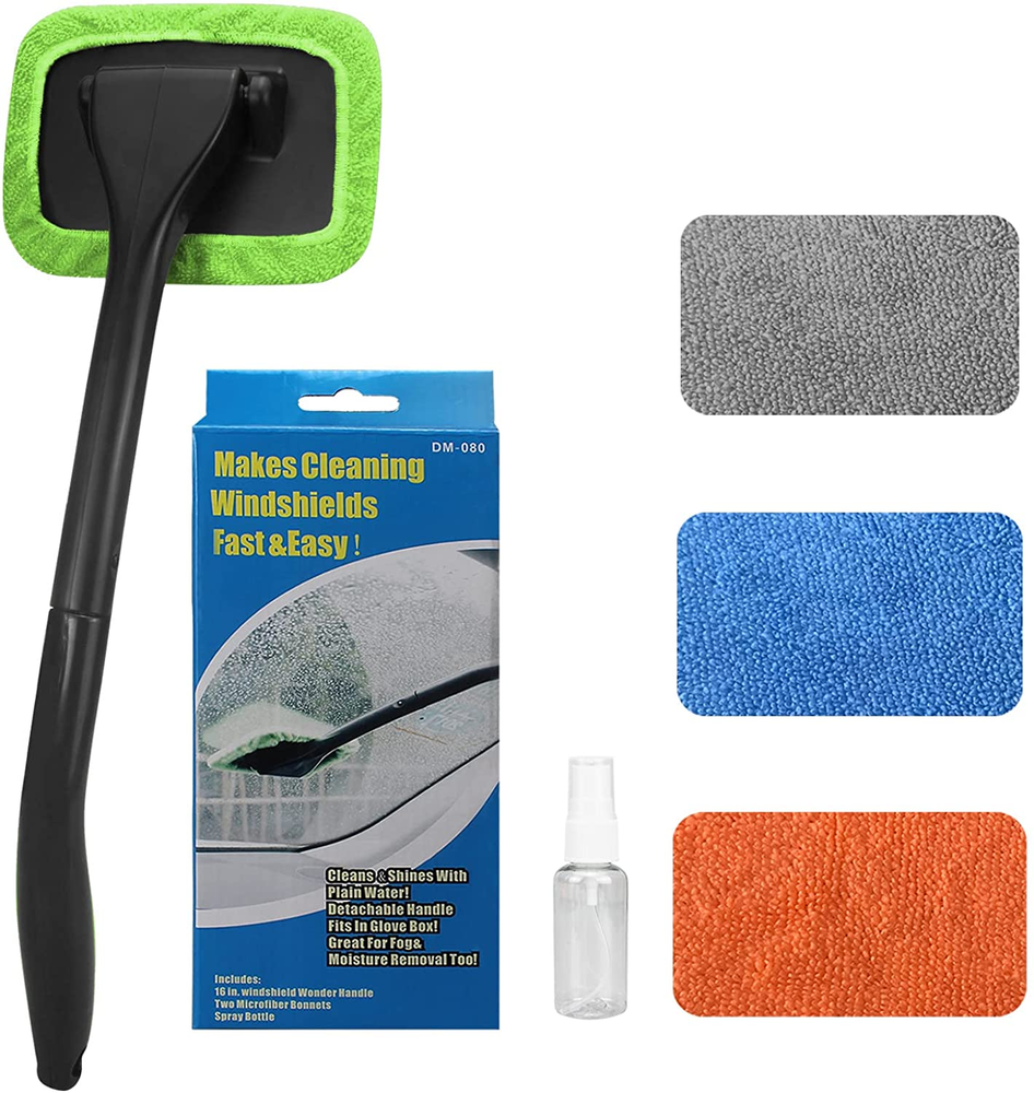 Car Windshield Cleaning Tool, Windshield Cleaner with 4 Washable and Reusable Mi