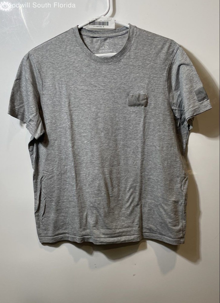 Armani Exchange Mens Gray Cotton Short Sleeve Crew Neck Pullover T-Shirt Size S