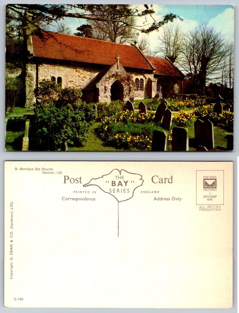 St. Boniface Old Church Ventnor Isle of Wight England Postcard Daffodils