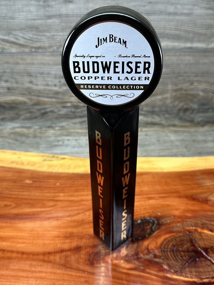Vintage Jim Beam Budweiser Copper Lager Reserve Draft Beer Tap Handle Ceramic