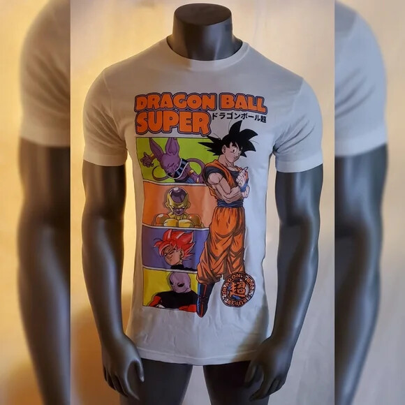 Dragon Ball Z Tshirt Men Short Sleeve Crew Neck  White Goku Graphic Print