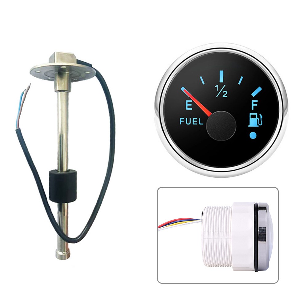 52mm Fuel Level Gauge with Fuel Level Sensor 0-190ohms Sending Unit Boat Tank;