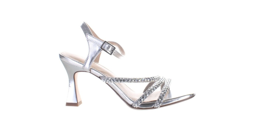 Maripe Womens Nadia Silver Ankle Strap Heels Size 6 7832158