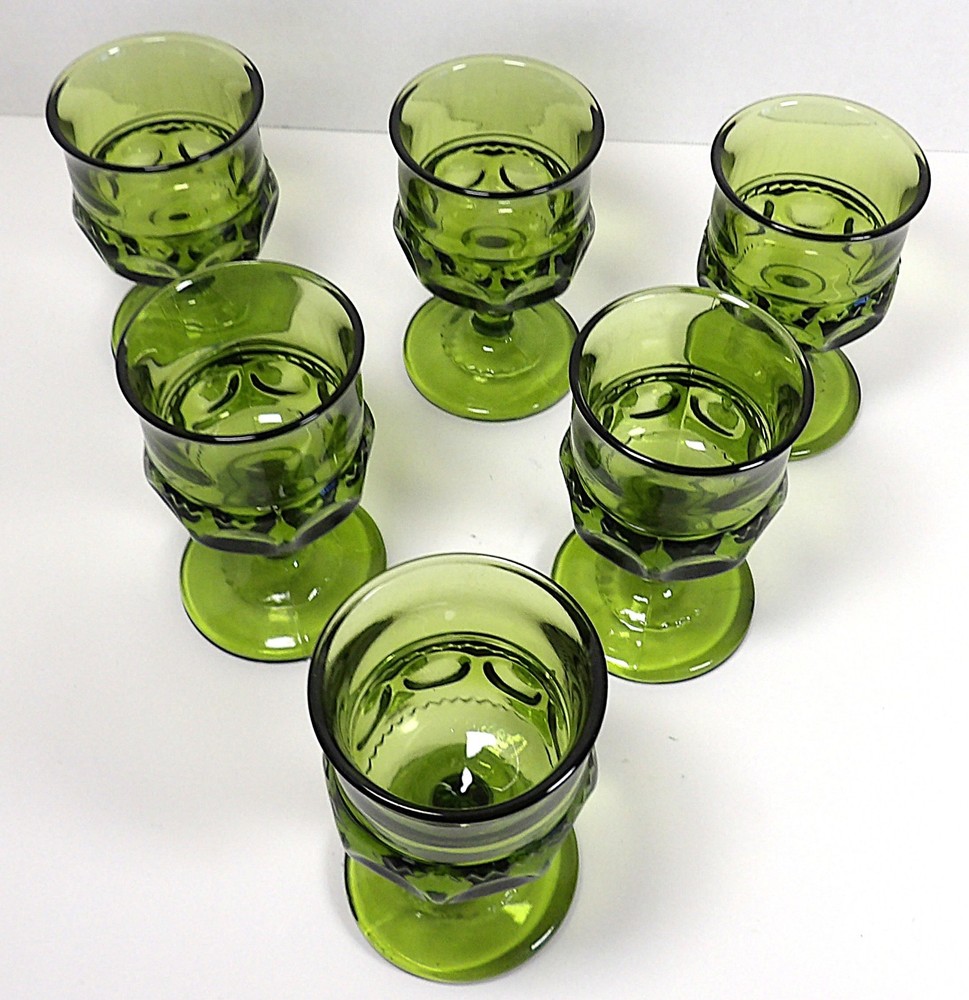 Indiana Glass Set Of 6 Avacado Green 4.5