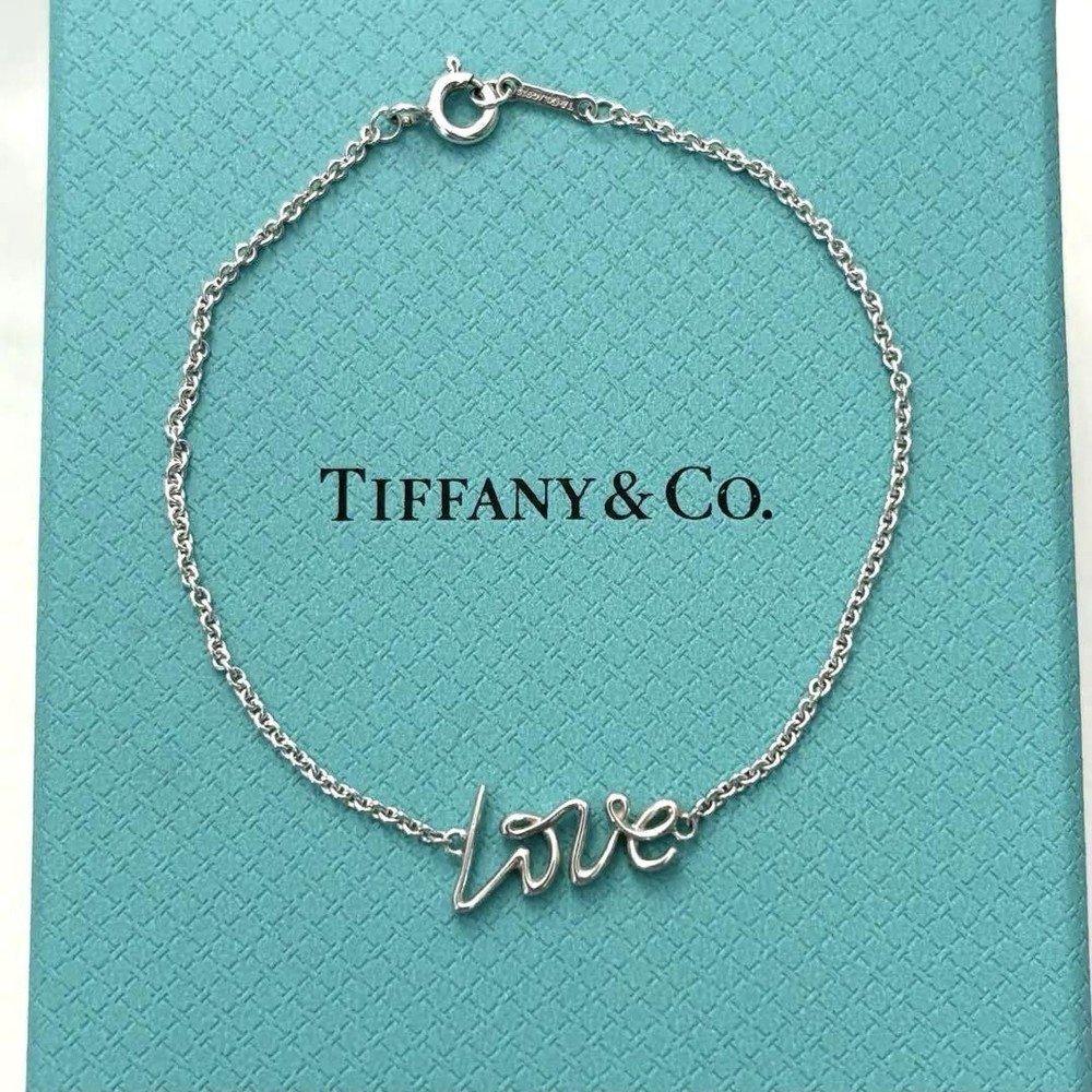 Tiffany 199 Silver Graffiti Love Bracelet with Pearl Clasp New