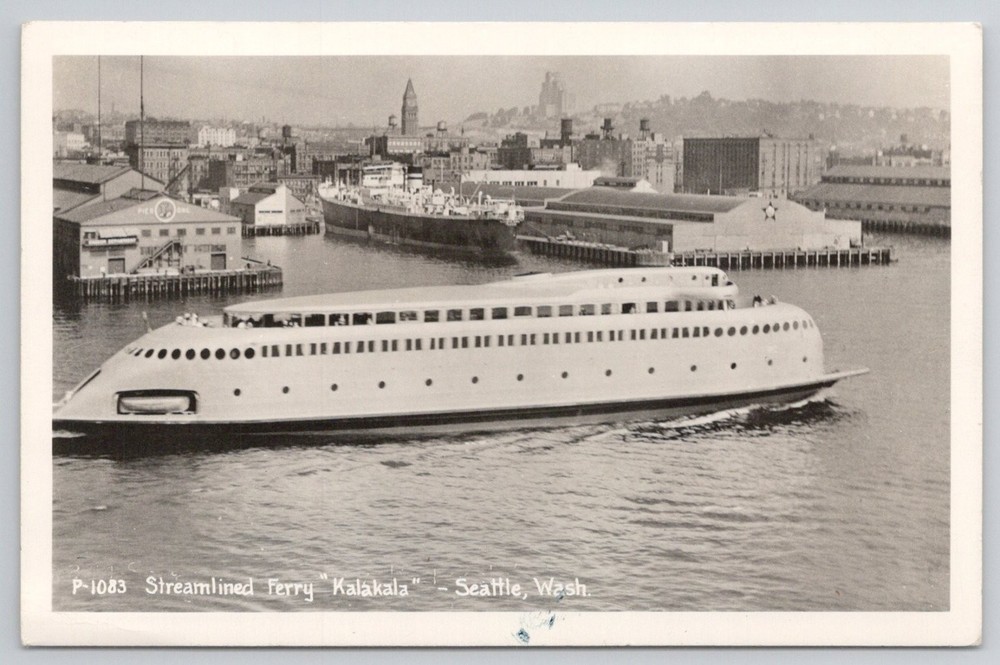 Vintage Streamlined Ferry Kalakala Seattle Washington Postcard Art Deco Ship
