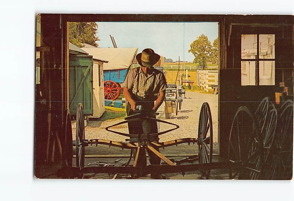 Postcard Amish Carriage Maker Pennsylvania USA