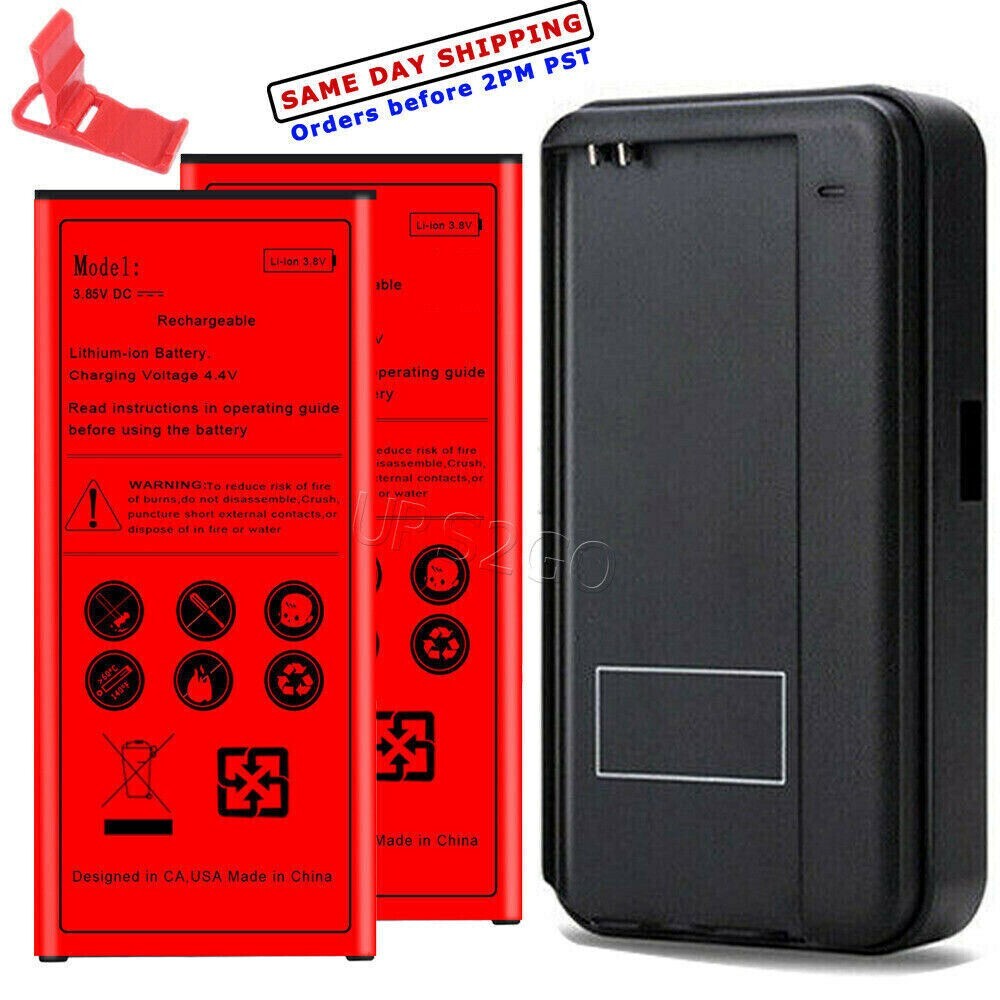 Long Life 2x 7220mAh Battery Home Charger for Samsung Galaxy Note 4 4G LTE N910F