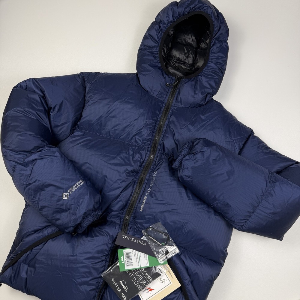 Dimito Eider X Vertex Goretex 23 Easy HD Down Puffer Hooded Ski Jacket Navy S