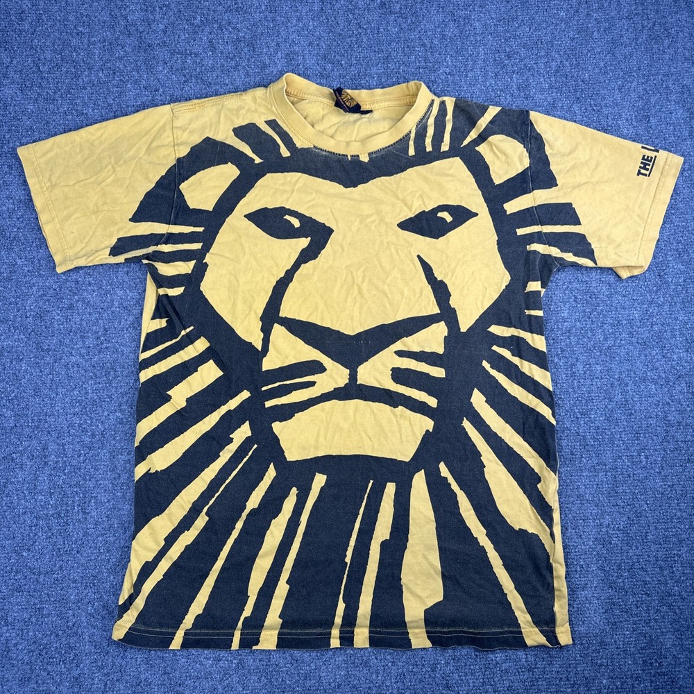 VINTAGE DISNEY The Lion King Broadway Musical T-Shirt Mens M All Over Print 90s