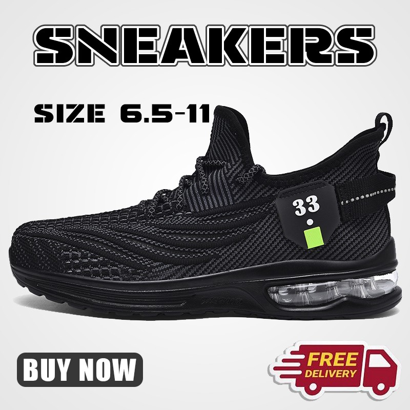 Men's Running Non-slip Mesh Shoes Street Sports Shoes Breathable Sneakers Black