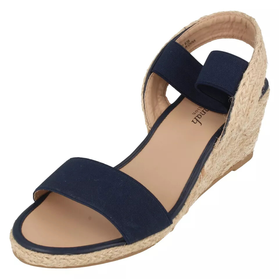 Ladies Savannah Wedge Sandals with Elastic Strap Summer Style F2R297