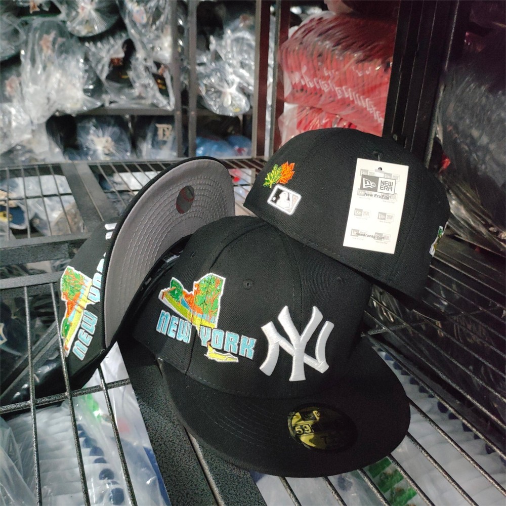 New Era New York Yankees Navy Fitted Hat MLB Official State View Side Patch Cap