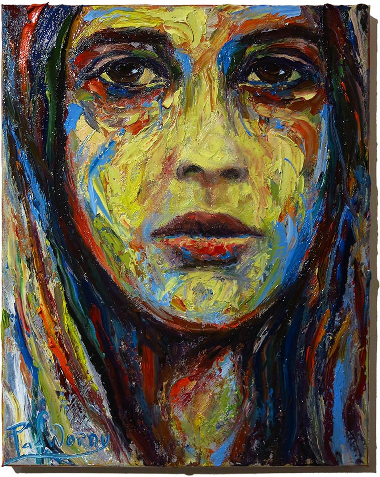 A Female Portrait Oil█Painting Girl█Cubism Art█Signed Vintage Original Cubist Nr