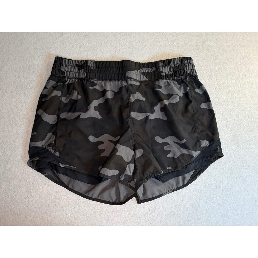 Mondetta Performance Luxury Camo Running Shorts Womens Large Grey Black Lined