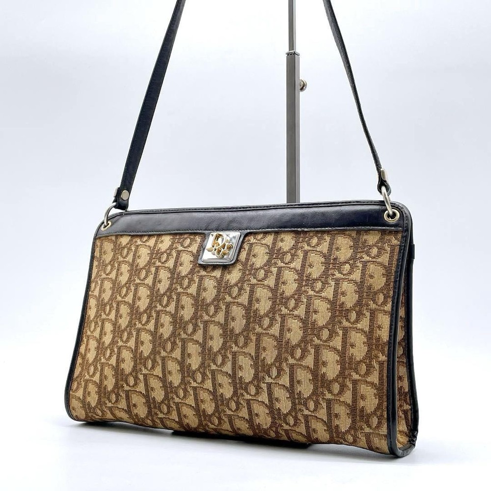 Dior Trotter Shoulder Bag in Beige Canvas Authentic I0719833