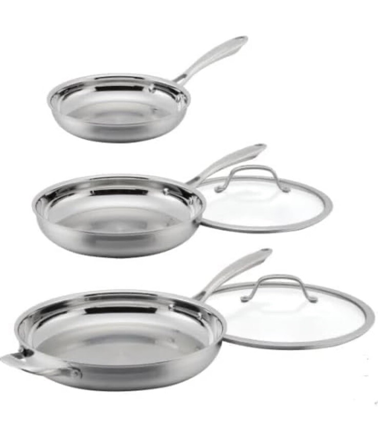 Cuisinart Professional Tri-Ply 5 Piece Stainless Steel Skillet Set