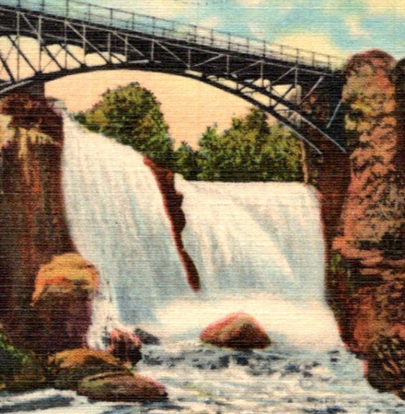 Vintage Postcard Passaic Falls Chasm Bridge New Jersey NJ