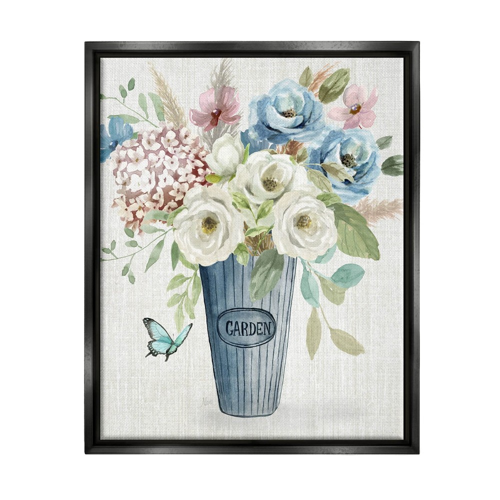 Farmhouse Garden Flower Blooms Floating Framed Wall Art, Design by Nan