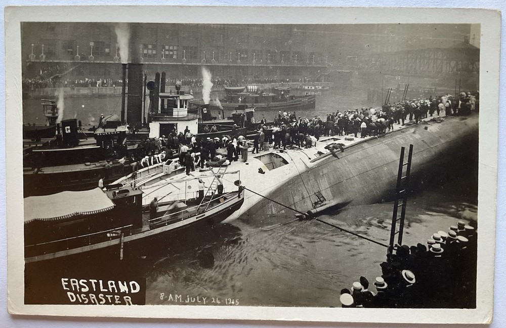 RPPC Real Photo Postcard - Eastland Disaster, 8am, July 24, 1915, Chicago River