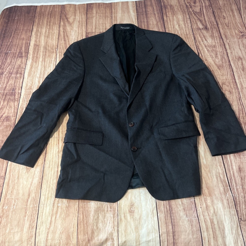Bloomingdales The Mens Store Mens Wool Buttoned Blazer Black/Gray Size 42R