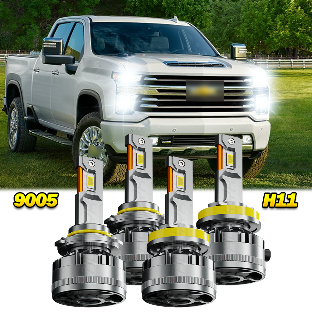 9005 H11 LED Headlight Super Bright Bulbs Kit 6000K White High Low Beam Combo 4x