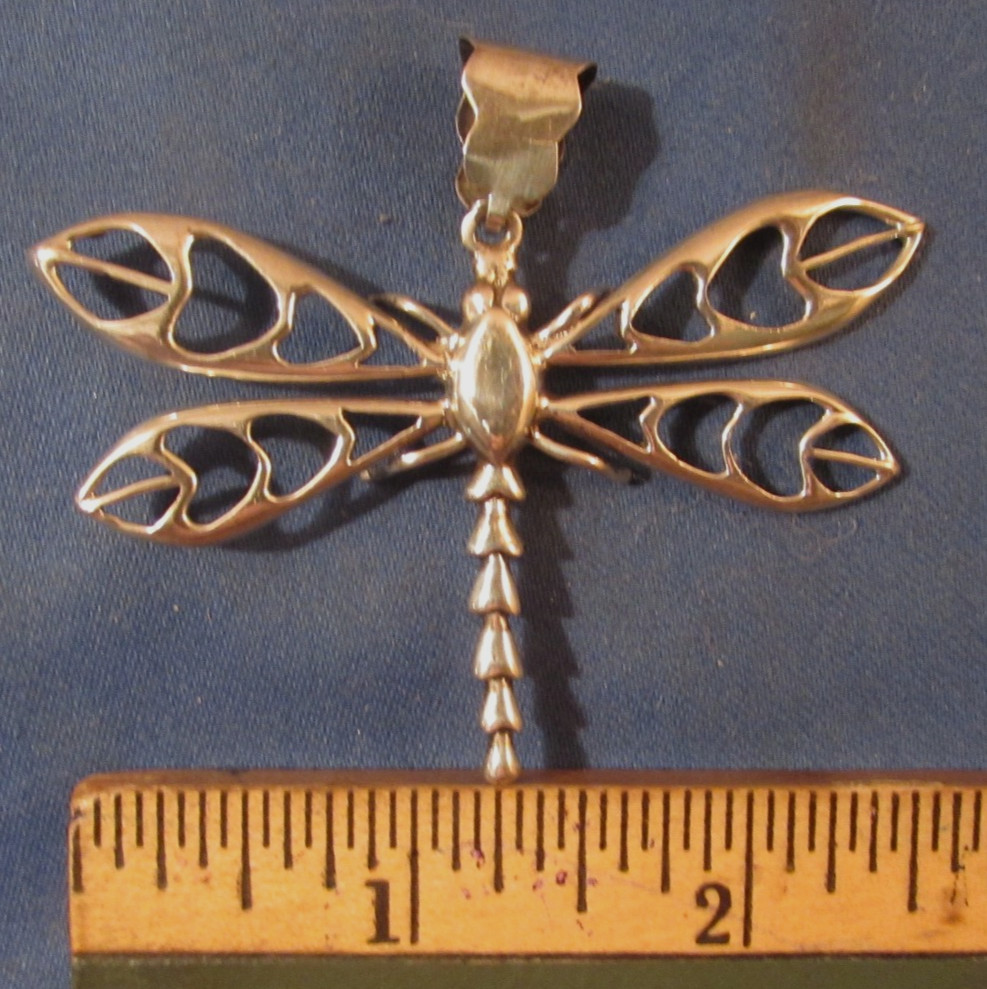 Vintage Southwest Sterling Silver Dragonfly Brooch Pin Signed H O B Mexico