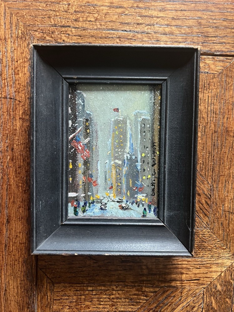 Christopher Willett New York City Broadway Oil Painting Impressionist Miniature