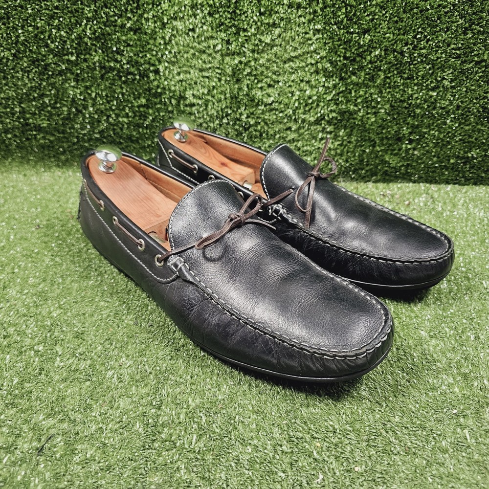 Peter Millar Black Leather Slip On Driving Casual Loafers Mens Size 13 M