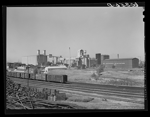 Minneapolis Minnesota 1939 Grain Elevators Railroad Cars Anthony Elevator