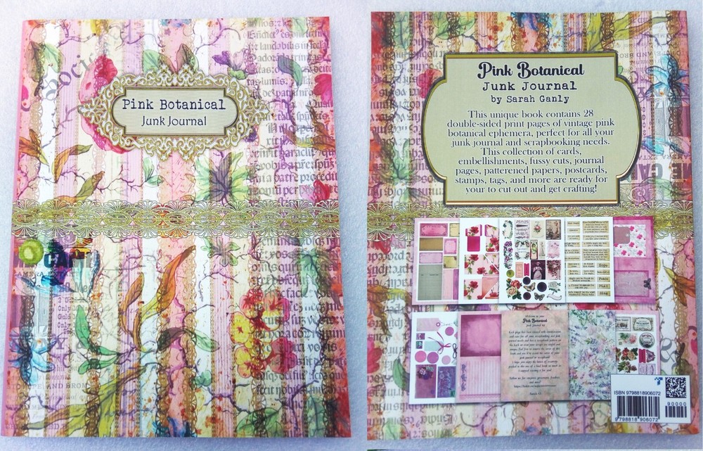 Pink Junk Journal Kit Scrapbook Botanical Ephemera Book Flower s vintage pattern