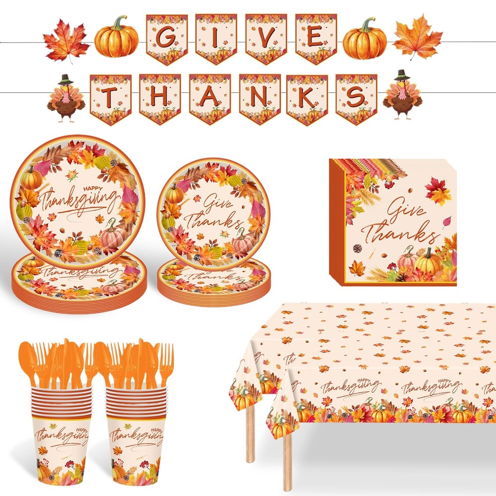 171Pcs Thanksgiving Party Supplies Thanksgiving Table Decorations Thanksgivin...