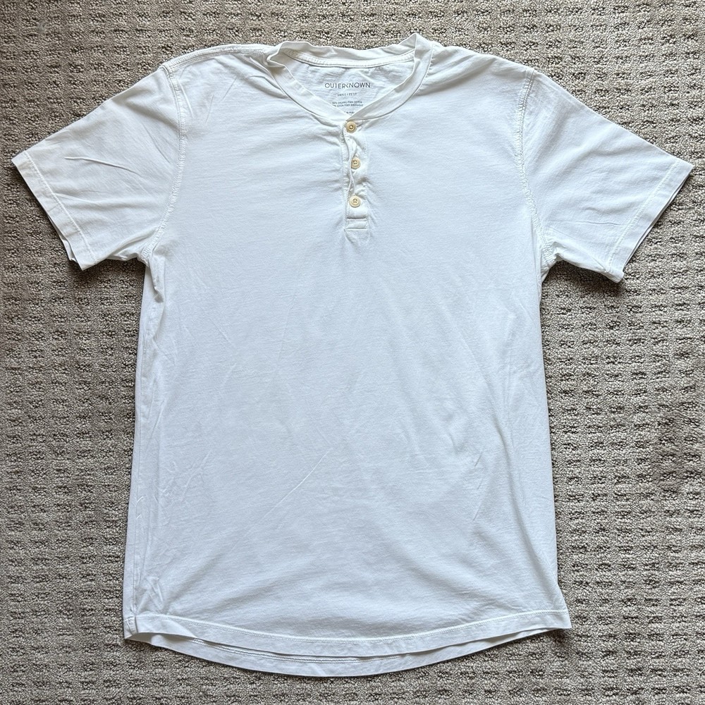 Outerknown Mens Henley Tee S Organic Pima Cotton Knit Short Sleeve Button